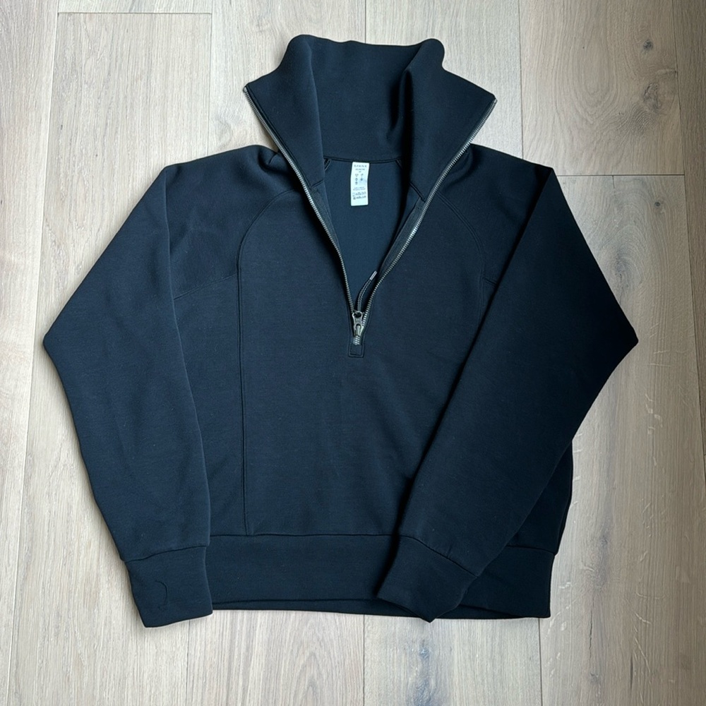 SPANX AirEssentials Black Quarter-Zip Sweatshirt